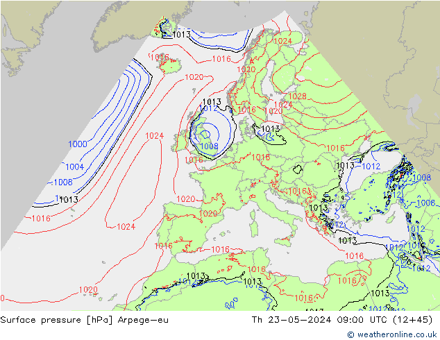 Bodendruck Arpege-eu Do 23.05.2024 09 UTC