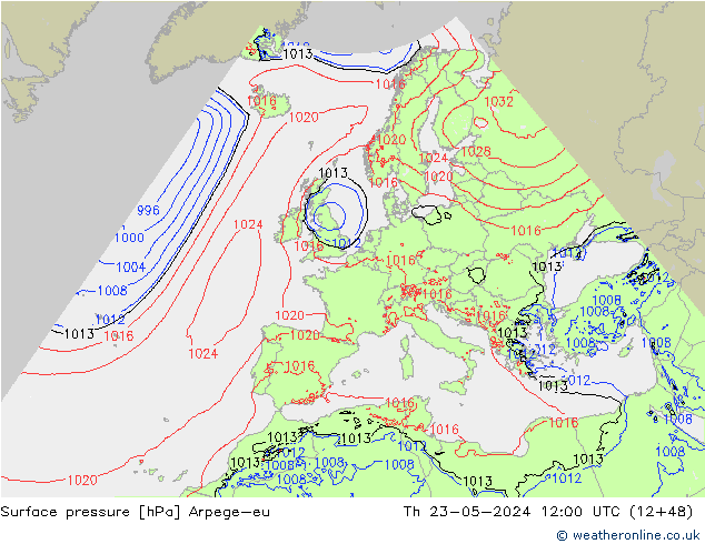 Bodendruck Arpege-eu Do 23.05.2024 12 UTC