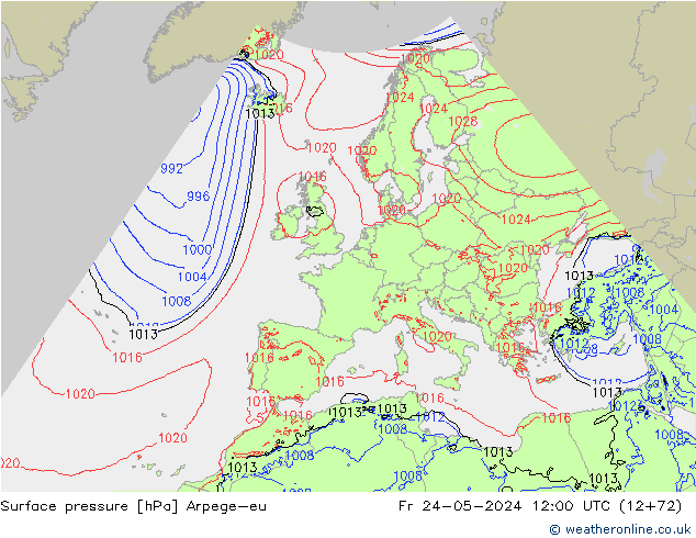 Bodendruck Arpege-eu Fr 24.05.2024 12 UTC