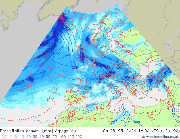 Toplam Yağış Arpege-eu Cts 25.05.2024 18 UTC
