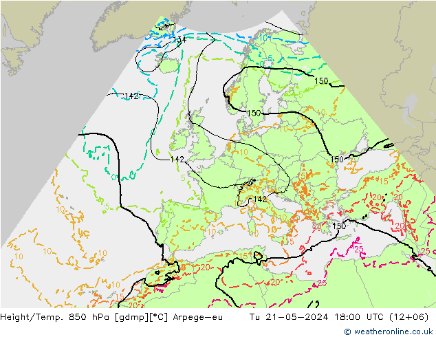 Height/Temp. 850 hPa Arpege-eu Ter 21.05.2024 18 UTC