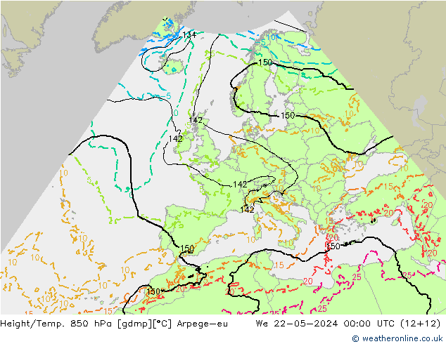 Height/Temp. 850 hPa Arpege-eu  22.05.2024 00 UTC