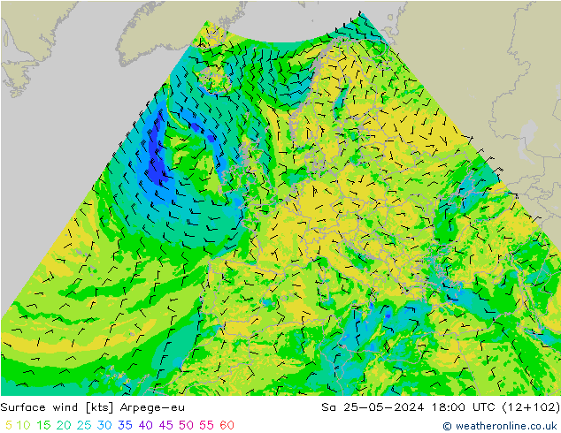 Surface wind Arpege-eu Sa 25.05.2024 18 UTC