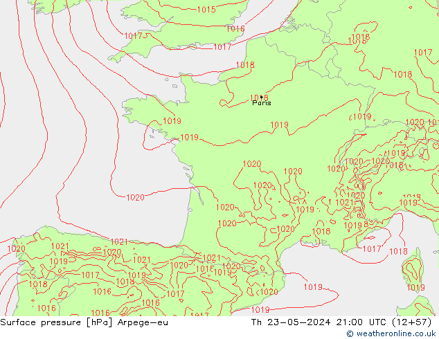 ciśnienie Arpege-eu czw. 23.05.2024 21 UTC