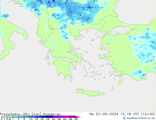 Precipitation (6h) Arpege-eu St 22.05.2024 18 UTC