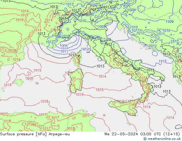 Surface pressure Arpege-eu We 22.05.2024 03 UTC