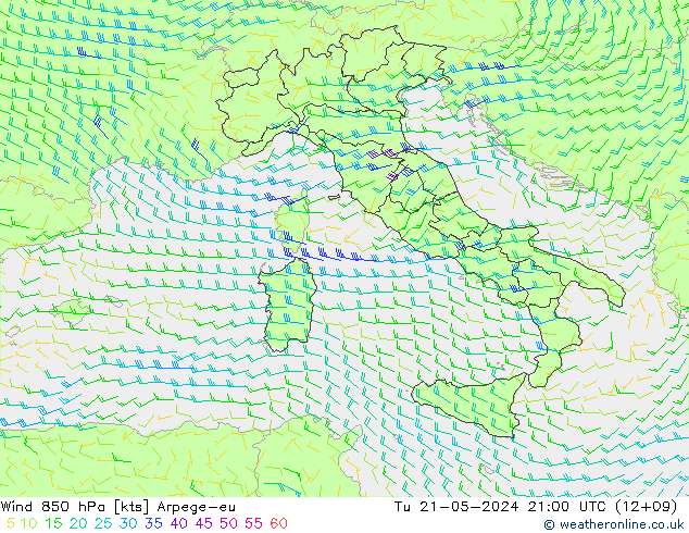 Vent 850 hPa Arpege-eu mar 21.05.2024 21 UTC