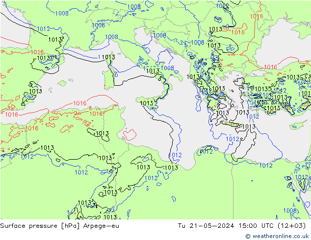 Yer basıncı Arpege-eu Sa 21.05.2024 15 UTC