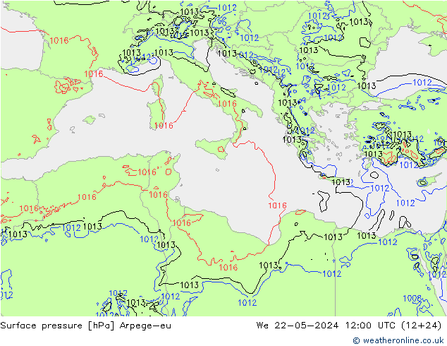 приземное давление Arpege-eu ср 22.05.2024 12 UTC