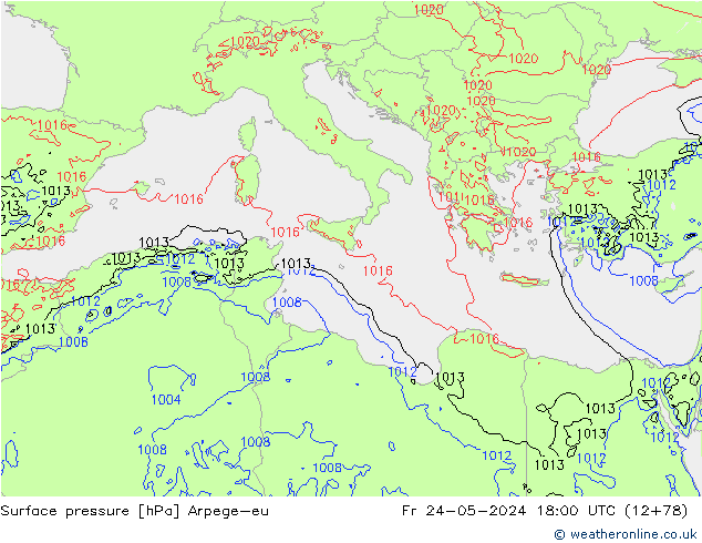 Yer basıncı Arpege-eu Cu 24.05.2024 18 UTC