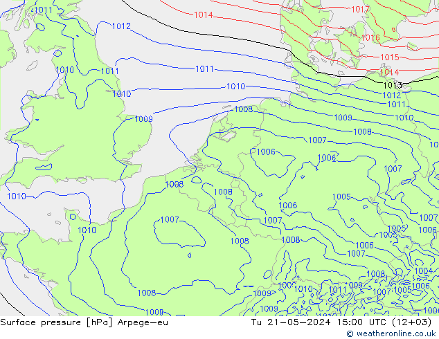 Presión superficial Arpege-eu mar 21.05.2024 15 UTC
