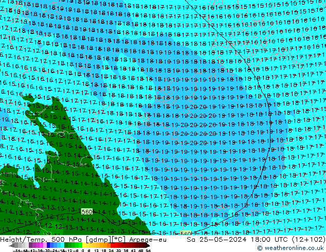 Géop./Temp. 500 hPa Arpege-eu sam 25.05.2024 18 UTC