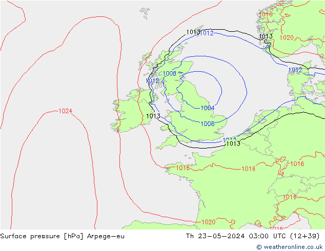 pressão do solo Arpege-eu Qui 23.05.2024 03 UTC