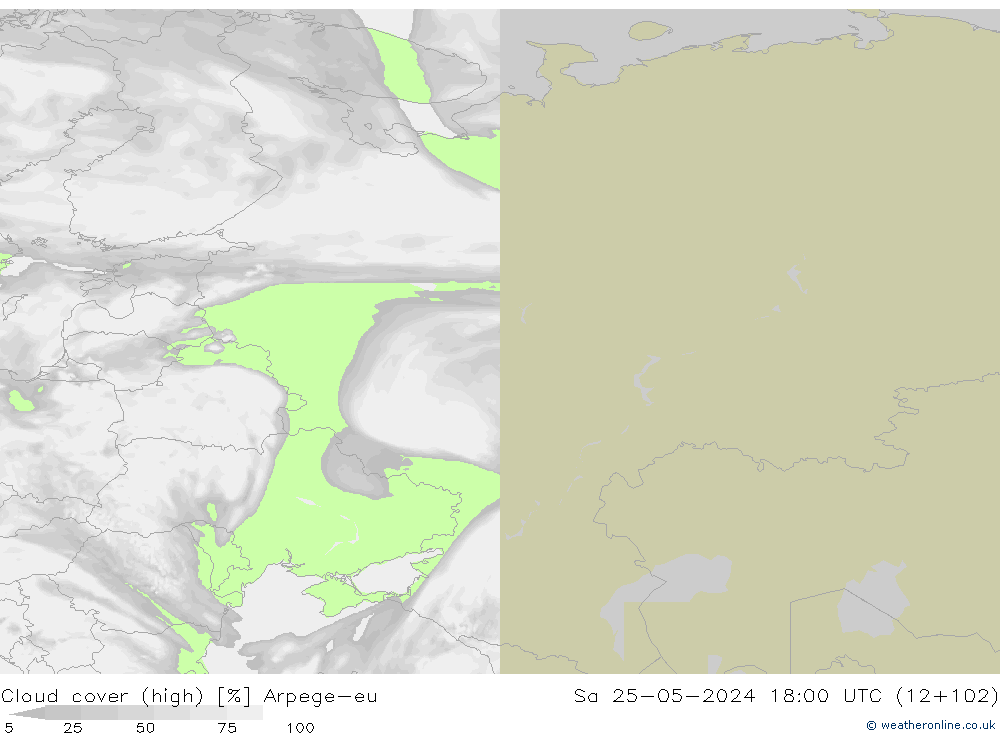 Nuages (élevé) Arpege-eu sam 25.05.2024 18 UTC
