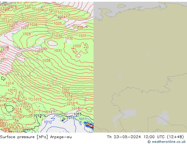 приземное давление Arpege-eu чт 23.05.2024 12 UTC