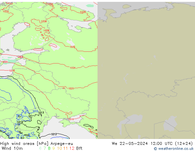 High wind areas Arpege-eu St 22.05.2024 12 UTC