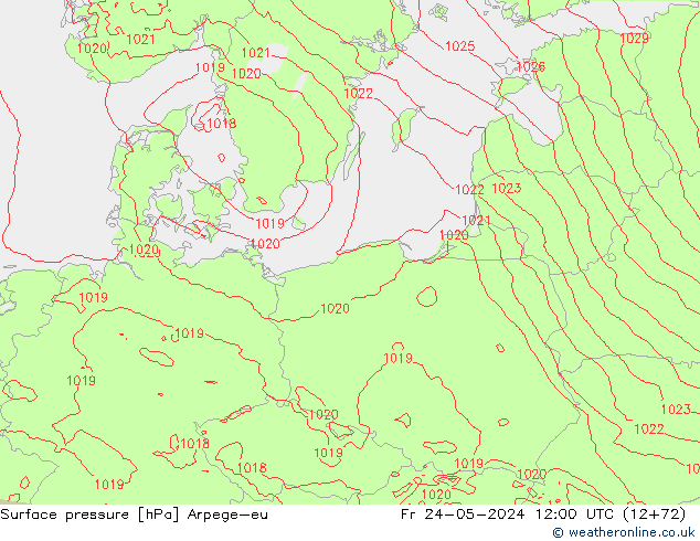 Atmosférický tlak Arpege-eu Pá 24.05.2024 12 UTC
