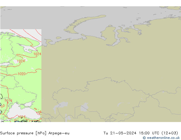 Atmosférický tlak Arpege-eu Út 21.05.2024 15 UTC
