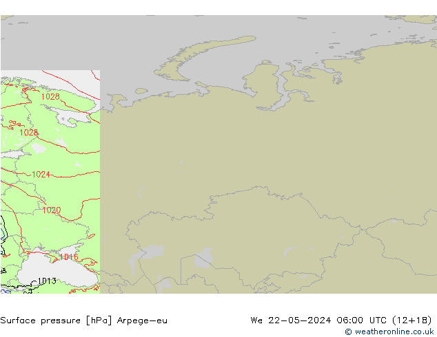 Atmosférický tlak Arpege-eu St 22.05.2024 06 UTC