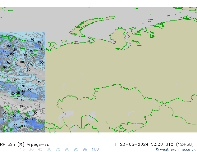 RH 2m Arpege-eu Th 23.05.2024 00 UTC