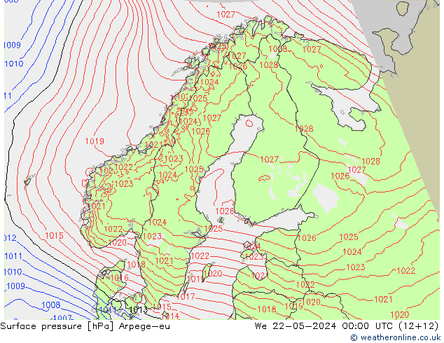 Atmosférický tlak Arpege-eu St 22.05.2024 00 UTC