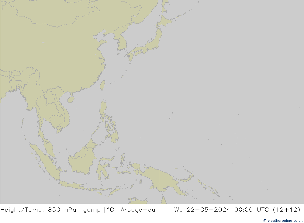 Hoogte/Temp. 850 hPa Arpege-eu wo 22.05.2024 00 UTC
