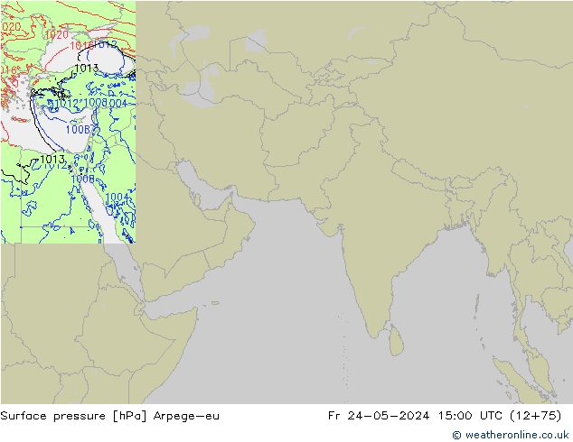 Atmosférický tlak Arpege-eu Pá 24.05.2024 15 UTC