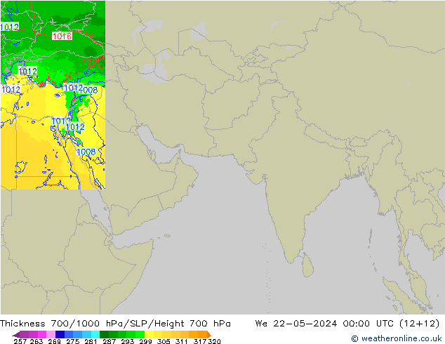 700-1000 hPa Kalınlığı Arpege-eu Çar 22.05.2024 00 UTC