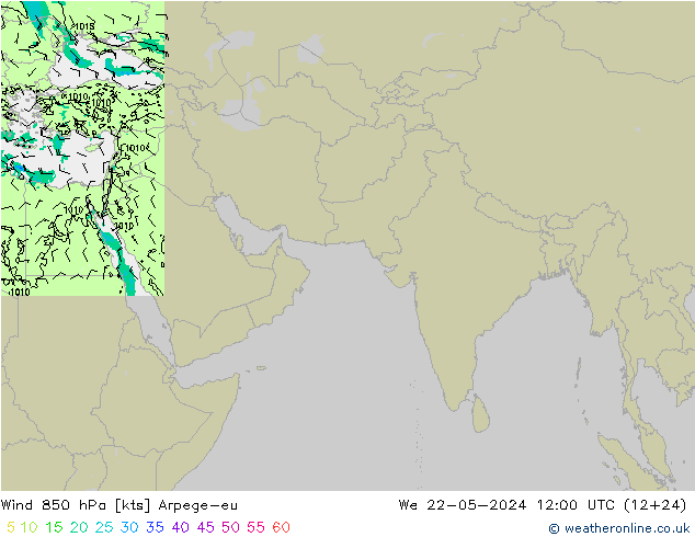 Wind 850 hPa Arpege-eu We 22.05.2024 12 UTC