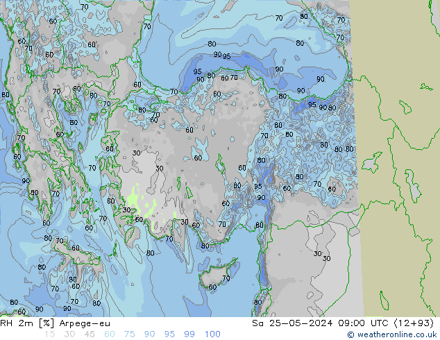 RH 2m Arpege-eu sab 25.05.2024 09 UTC