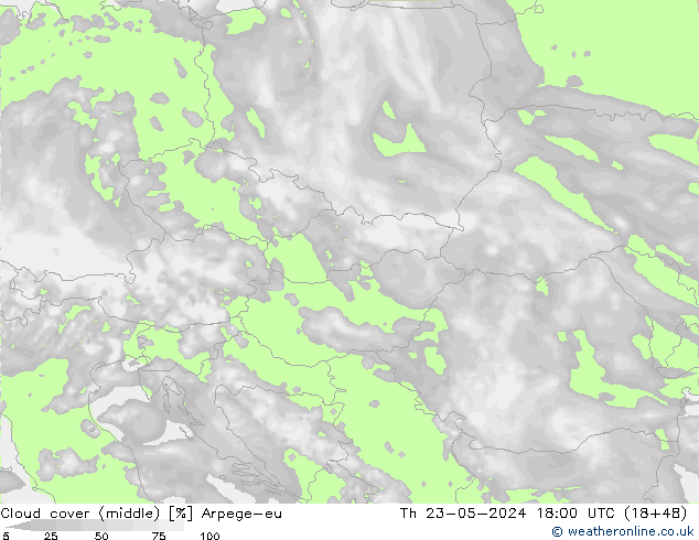 nuvens (médio) Arpege-eu Qui 23.05.2024 18 UTC