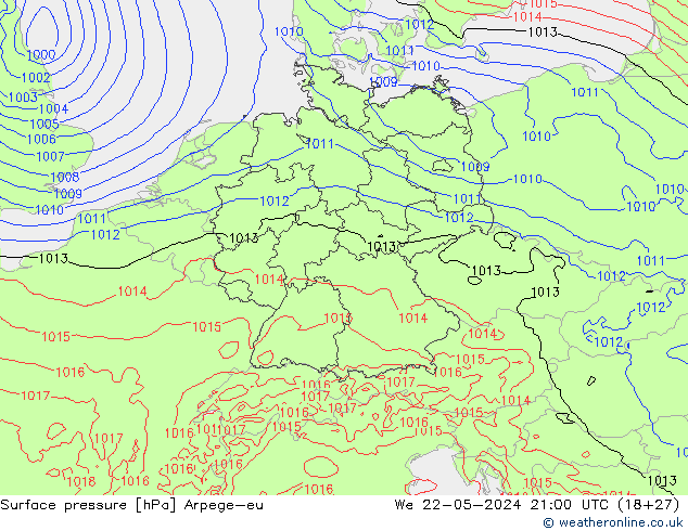 Yer basıncı Arpege-eu Çar 22.05.2024 21 UTC