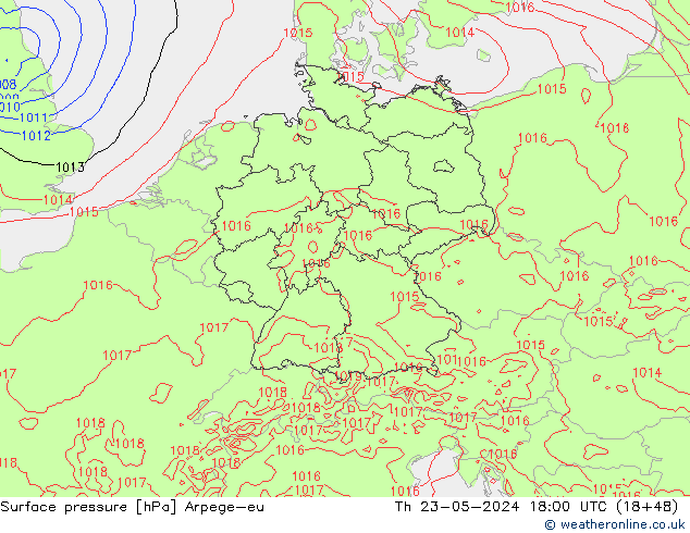 Luchtdruk (Grond) Arpege-eu do 23.05.2024 18 UTC