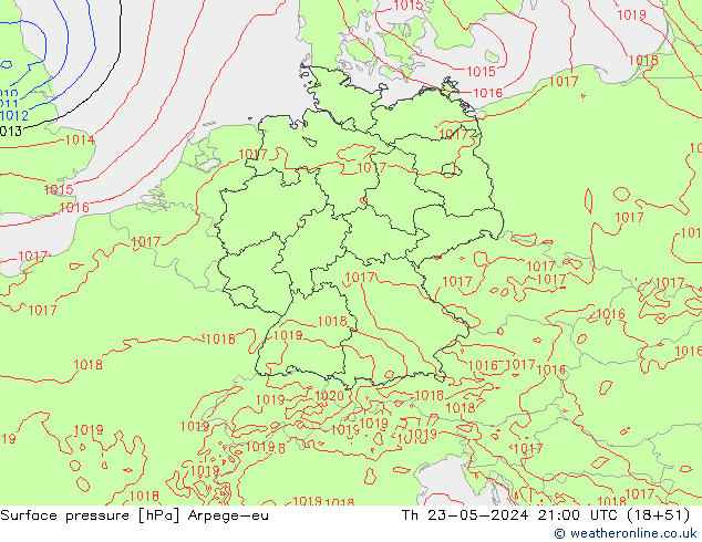 Luchtdruk (Grond) Arpege-eu do 23.05.2024 21 UTC