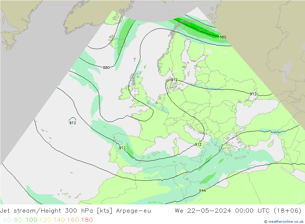 Corriente en chorro Arpege-eu mié 22.05.2024 00 UTC