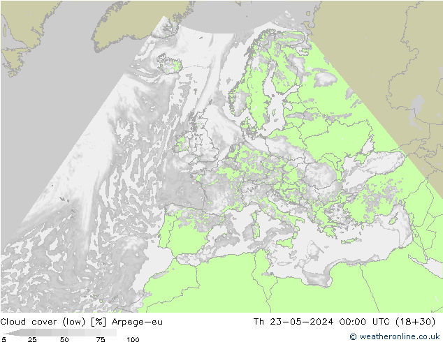 Nubes bajas Arpege-eu jue 23.05.2024 00 UTC