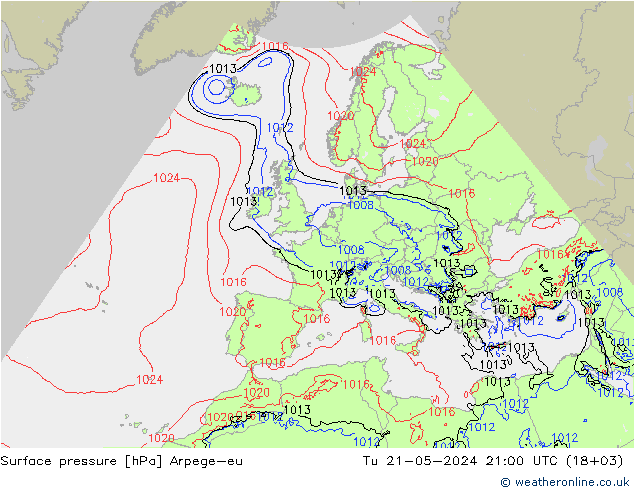 Pressione al suolo Arpege-eu mar 21.05.2024 21 UTC