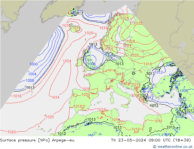 Yer basıncı Arpege-eu Per 23.05.2024 09 UTC