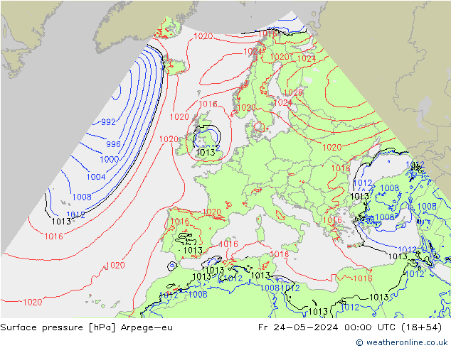 pression de l'air Arpege-eu ven 24.05.2024 00 UTC