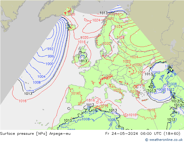 Surface pressure Arpege-eu Fr 24.05.2024 06 UTC