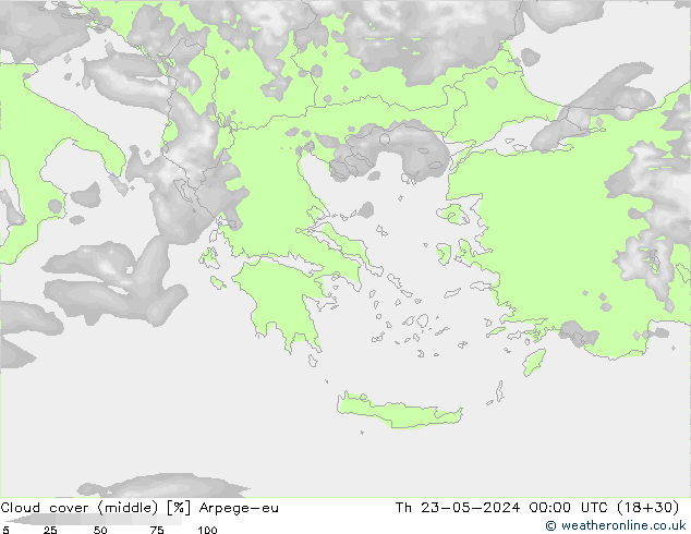 zachmurzenie (środk.) Arpege-eu czw. 23.05.2024 00 UTC