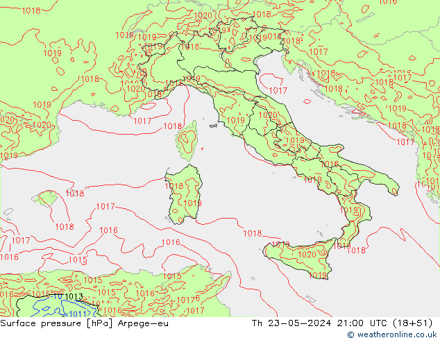 Yer basıncı Arpege-eu Per 23.05.2024 21 UTC