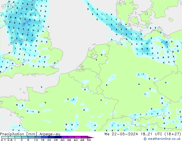Niederschlag Arpege-eu Mi 22.05.2024 21 UTC