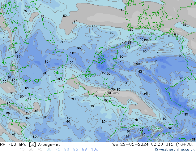 RH 700 hPa Arpege-eu We 22.05.2024 00 UTC