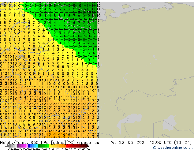 Yükseklik/Sıc. 850 hPa Arpege-eu Çar 22.05.2024 18 UTC