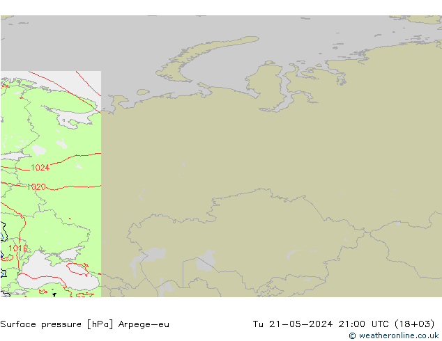 приземное давление Arpege-eu вт 21.05.2024 21 UTC