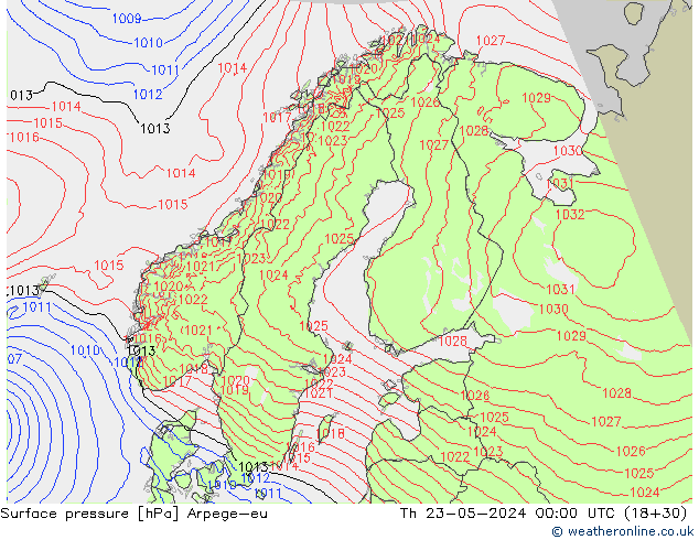 Luchtdruk (Grond) Arpege-eu do 23.05.2024 00 UTC