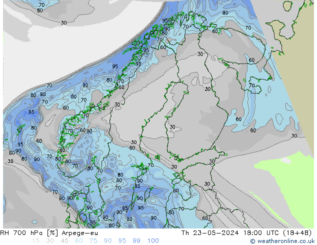 700 hPa Nispi Nem Arpege-eu Per 23.05.2024 18 UTC