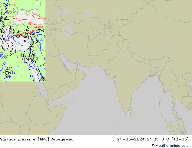 地面气压 Arpege-eu 星期二 21.05.2024 21 UTC