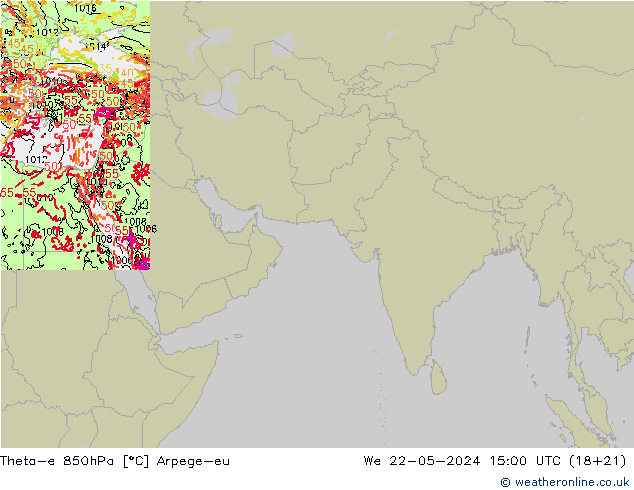 Theta-e 850hPa Arpege-eu  22.05.2024 15 UTC